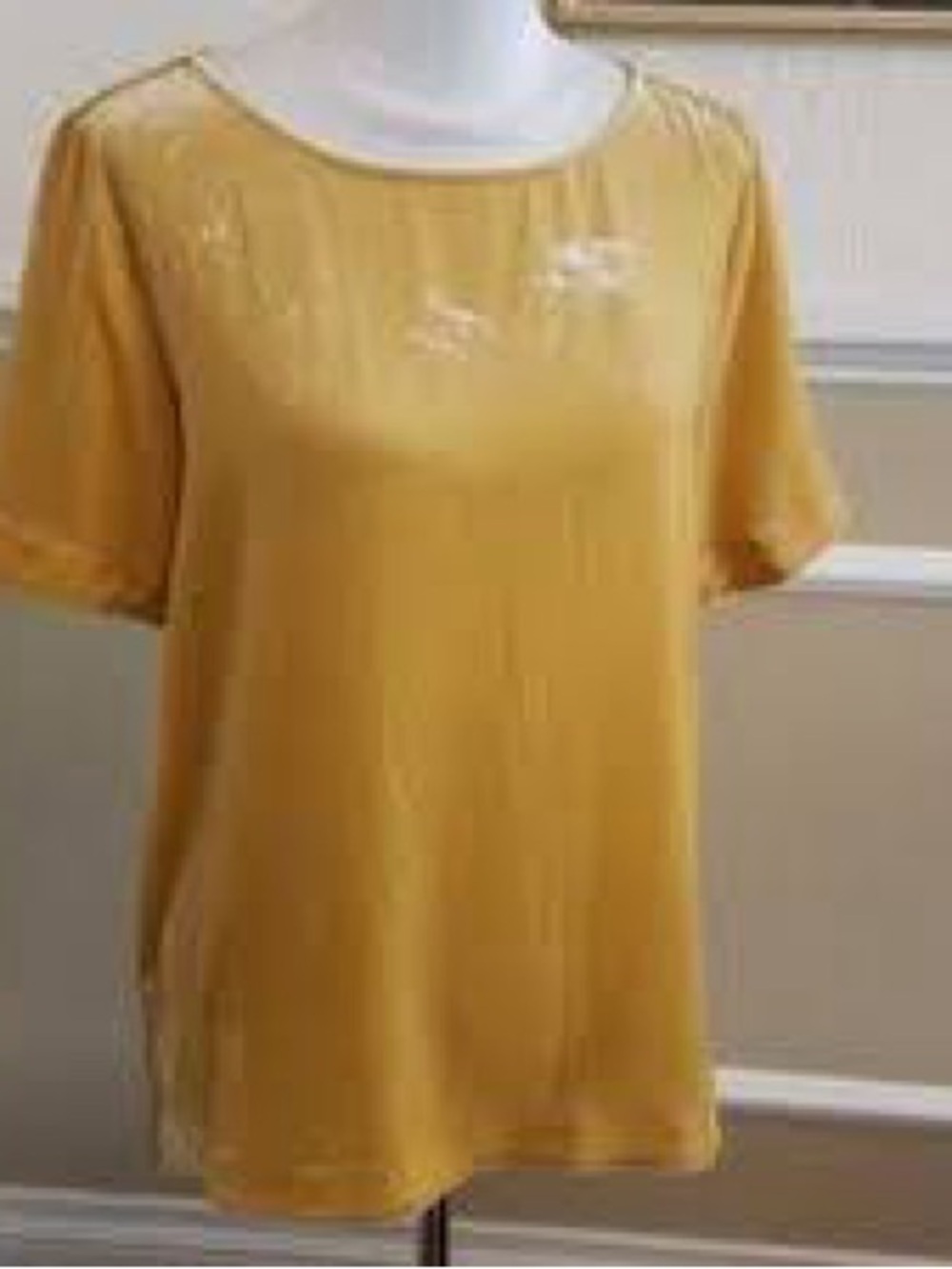 Sundance Velvet Forever Short Sleeve Tunic Top Gold Mustard Large
